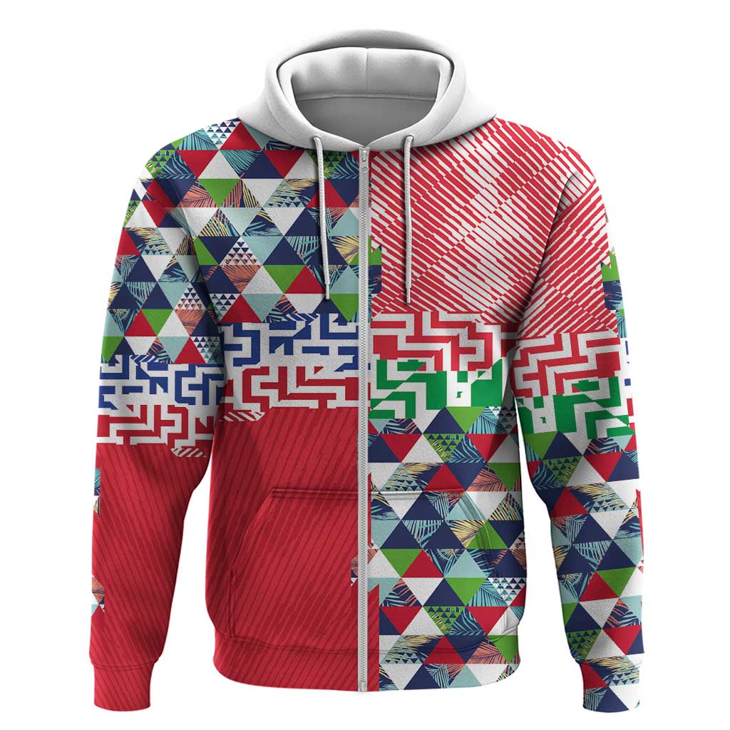 Hawaiian Floral Kakau Tropical Leaves-Sporty Style Hoodie