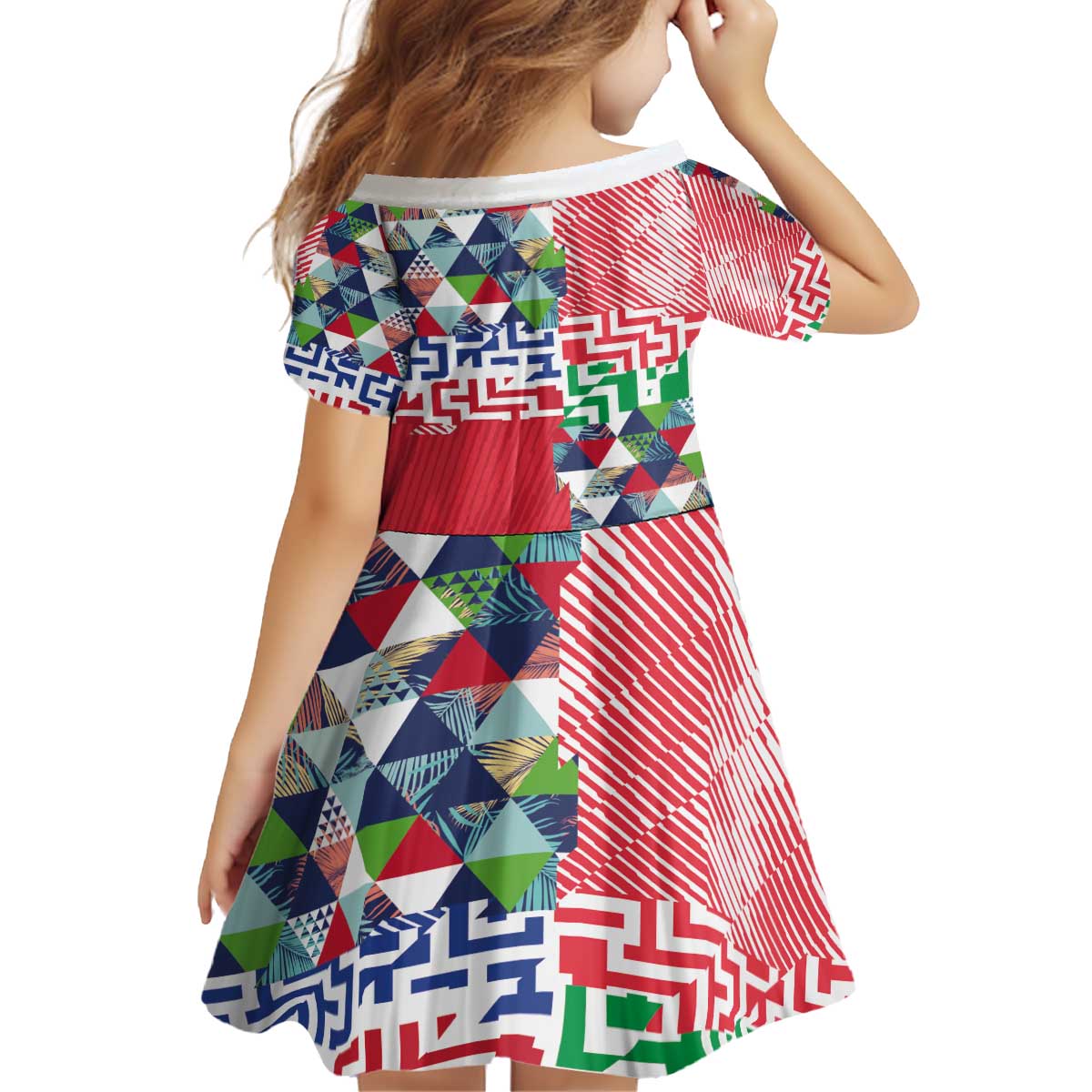 Hawaiian Floral Kakau Tropical Leaves-Sporty Style Kid Short Sleeve Dress