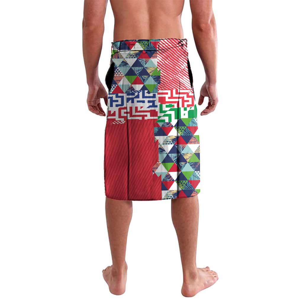 Hawaiian Floral Kakau Tropical Leaves-Sporty Style Lavalava