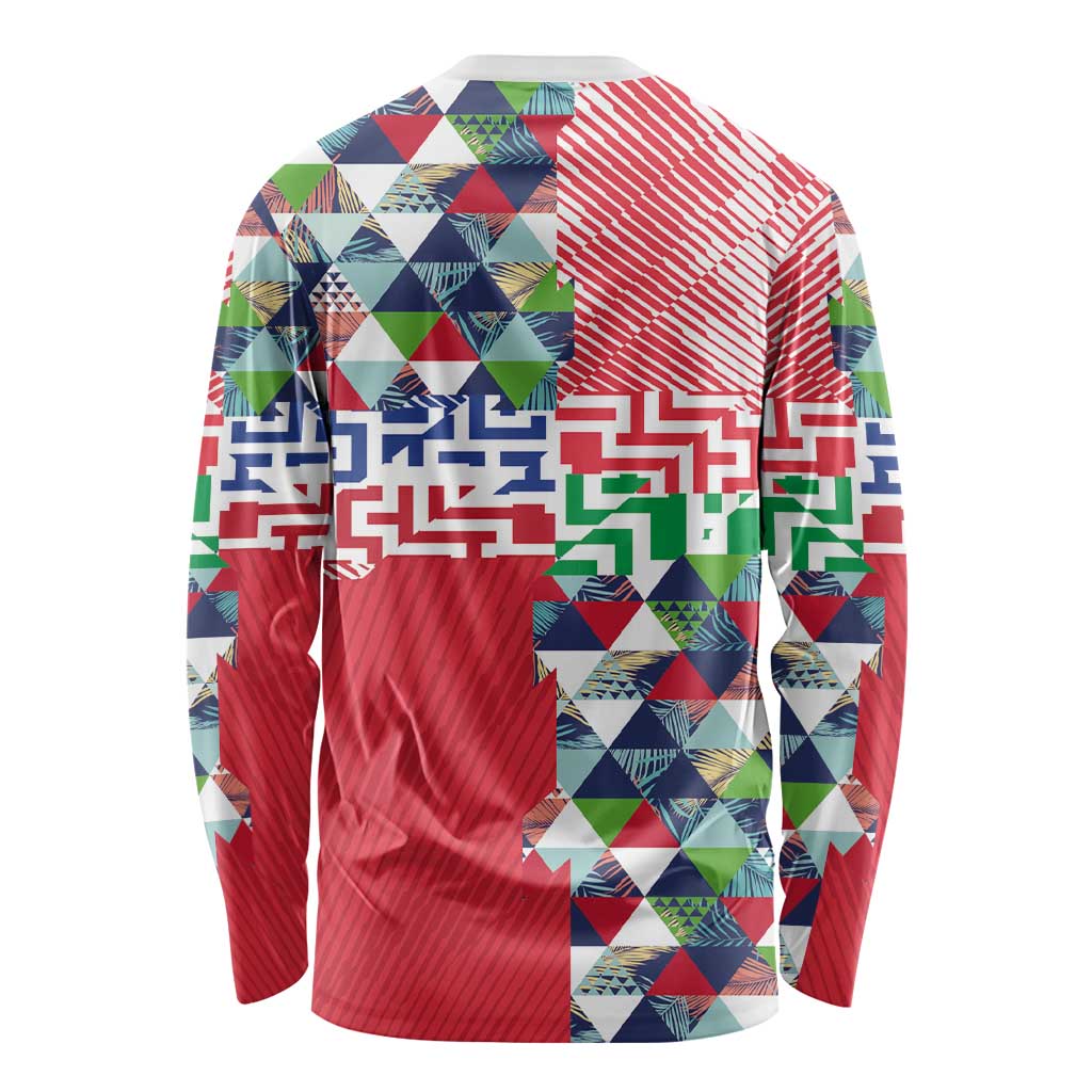 Hawaiian Floral Kakau Tropical Leaves-Sporty Style Long Sleeve Shirt