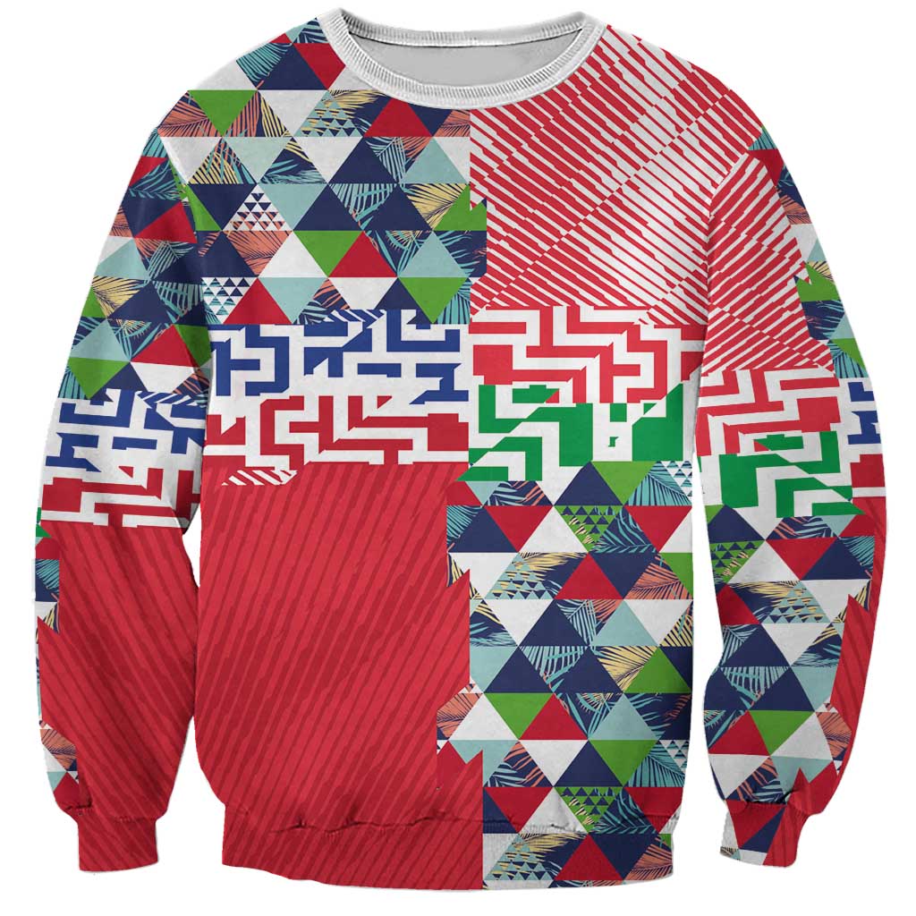 Hawaiian Floral Kakau Tropical Leaves-Sporty Style Sweatshirt