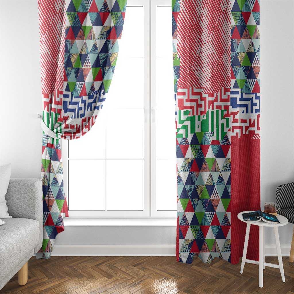 Hawaiian Floral Kakau Tropical Leaves-Sporty Style Window Curtain