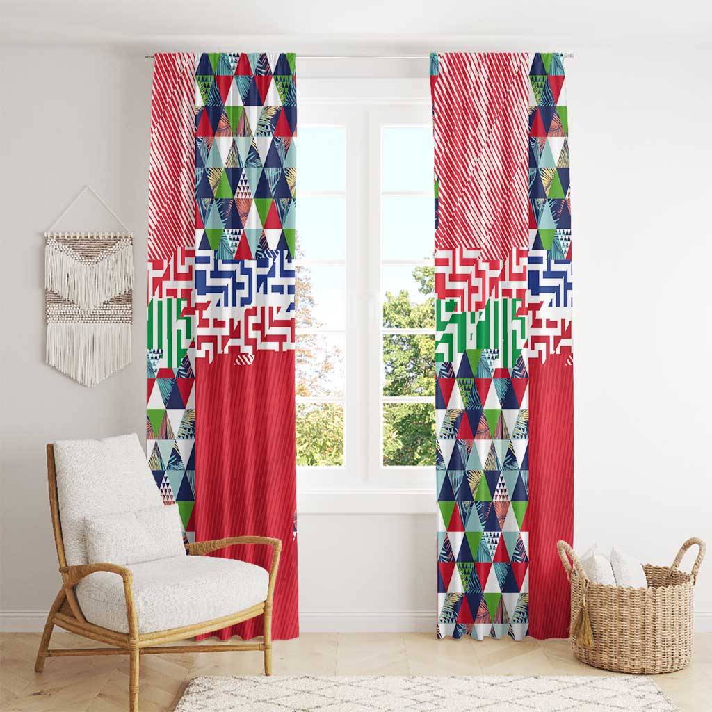 Hawaiian Floral Kakau Tropical Leaves-Sporty Style Window Curtain