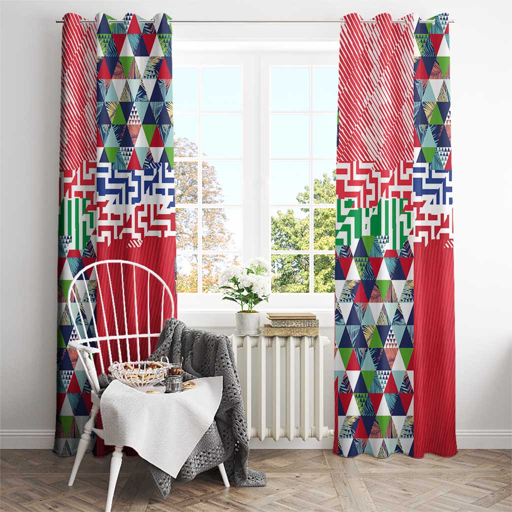 Hawaiian Floral Kakau Tropical Leaves-Sporty Style Window Curtain