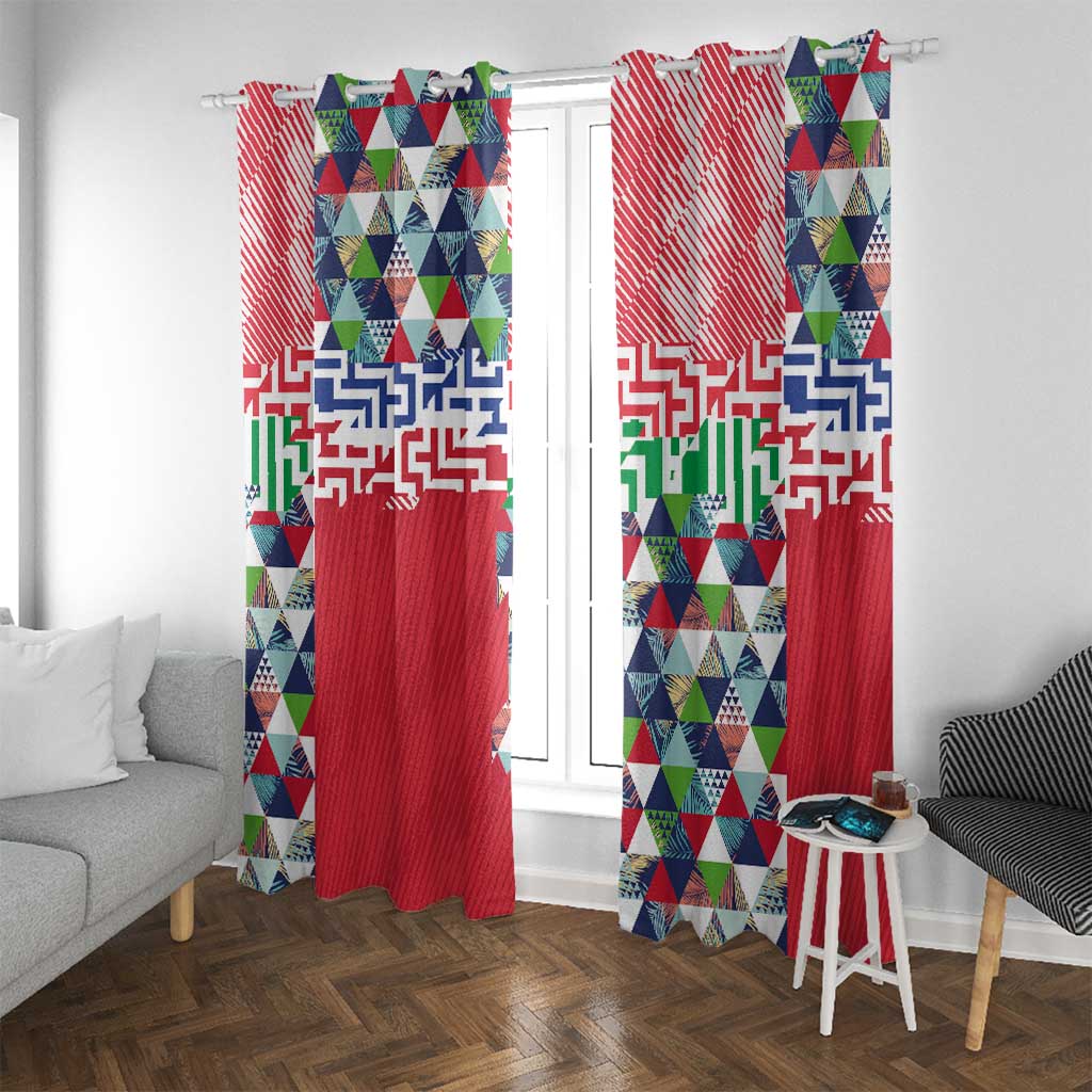 Hawaiian Floral Kakau Tropical Leaves-Sporty Style Window Curtain