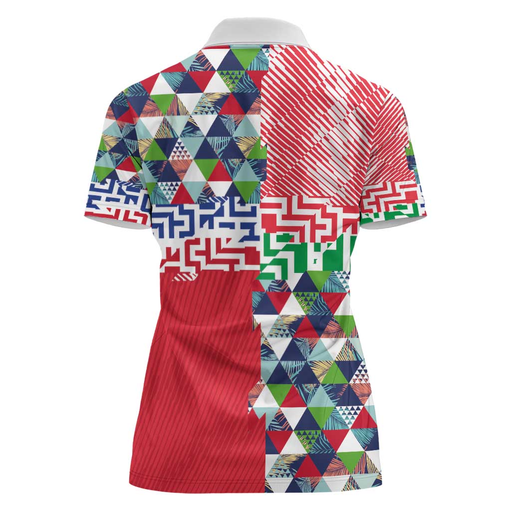 Hawaiian Floral Kakau Tropical Leaves-Sporty Style Women Polo Shirt LT03 - Polynesian Pride