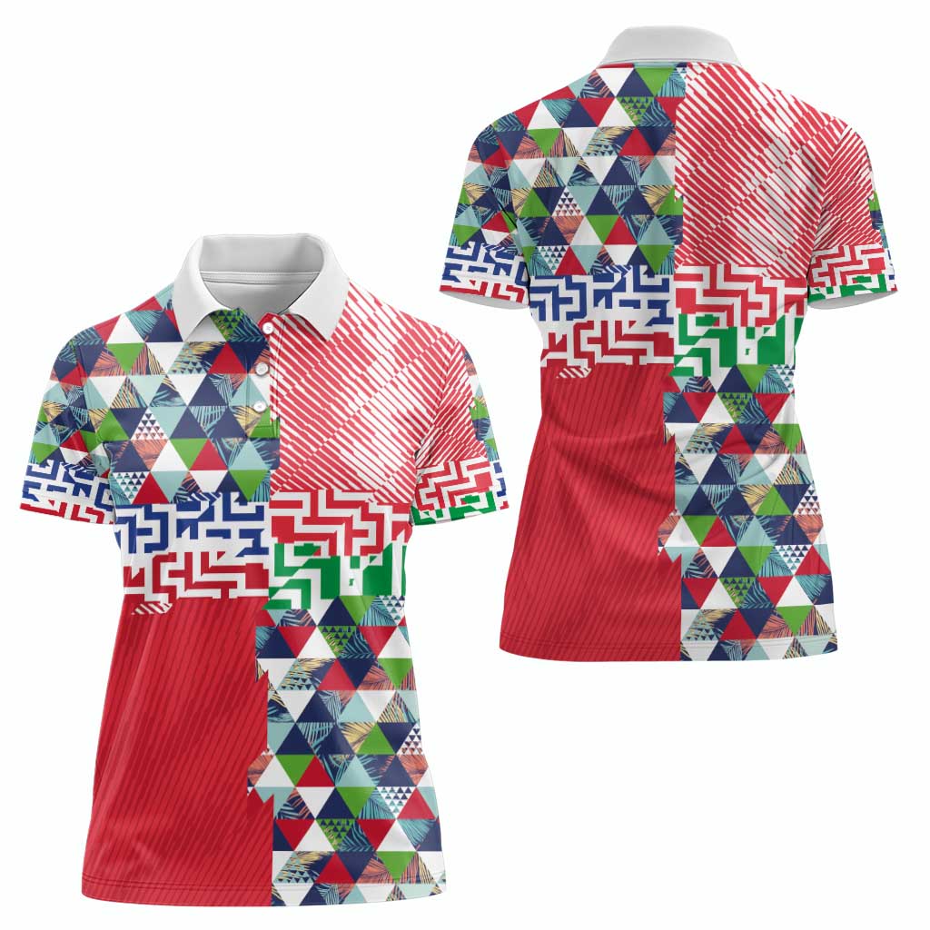 Hawaiian Floral Kakau Tropical Leaves-Sporty Style Women Polo Shirt LT03 - Polynesian Pride