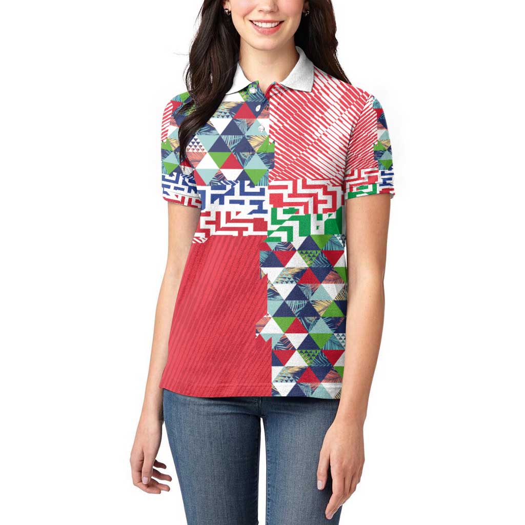 Hawaiian Floral Kakau Tropical Leaves-Sporty Style Women Polo Shirt LT03 - Polynesian Pride