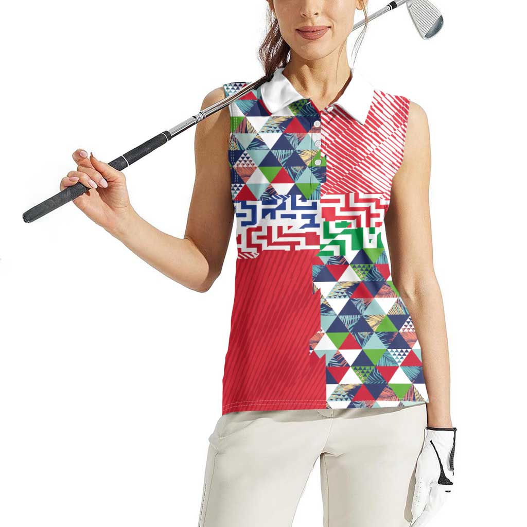 Hawaiian Floral Kakau Tropical Leaves-Sporty Style Women Sleeveless Polo Shirt LT03 - Polynesian Pride