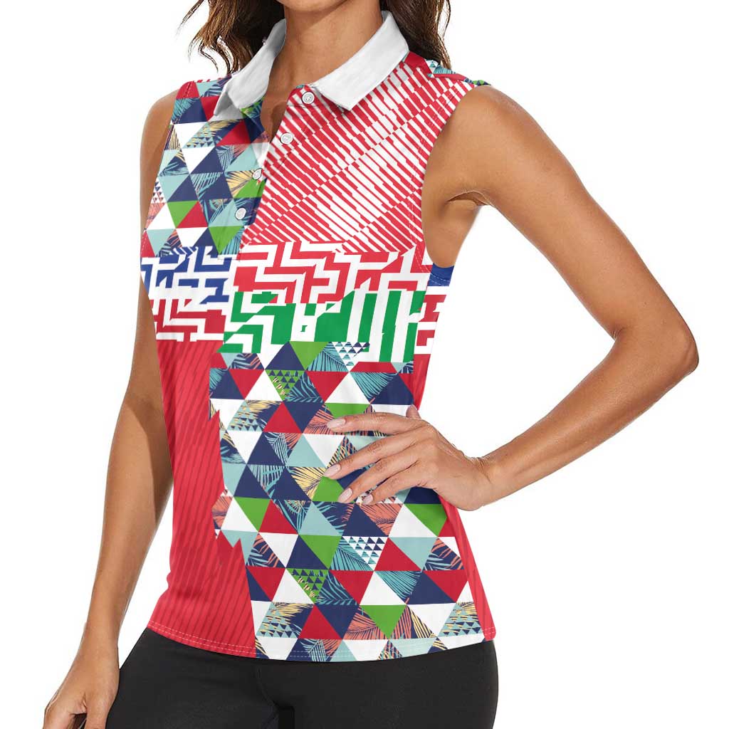 Hawaiian Floral Kakau Tropical Leaves-Sporty Style Women Sleeveless Polo Shirt LT03 - Polynesian Pride