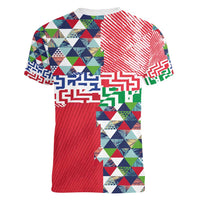 Hawaiian Floral Kakau Tropical Leaves-Sporty Style Women V-Neck T-Shirt