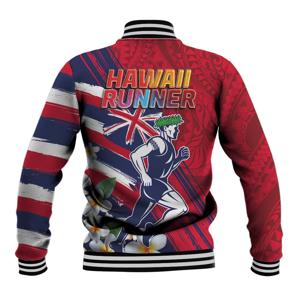 Hawaii Runner-Kakau Art with Lei and Plumeria Baseball Jacket