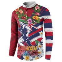 Hawaii Runner-Kakau Art with Lei and Plumeria Button Sweatshirt