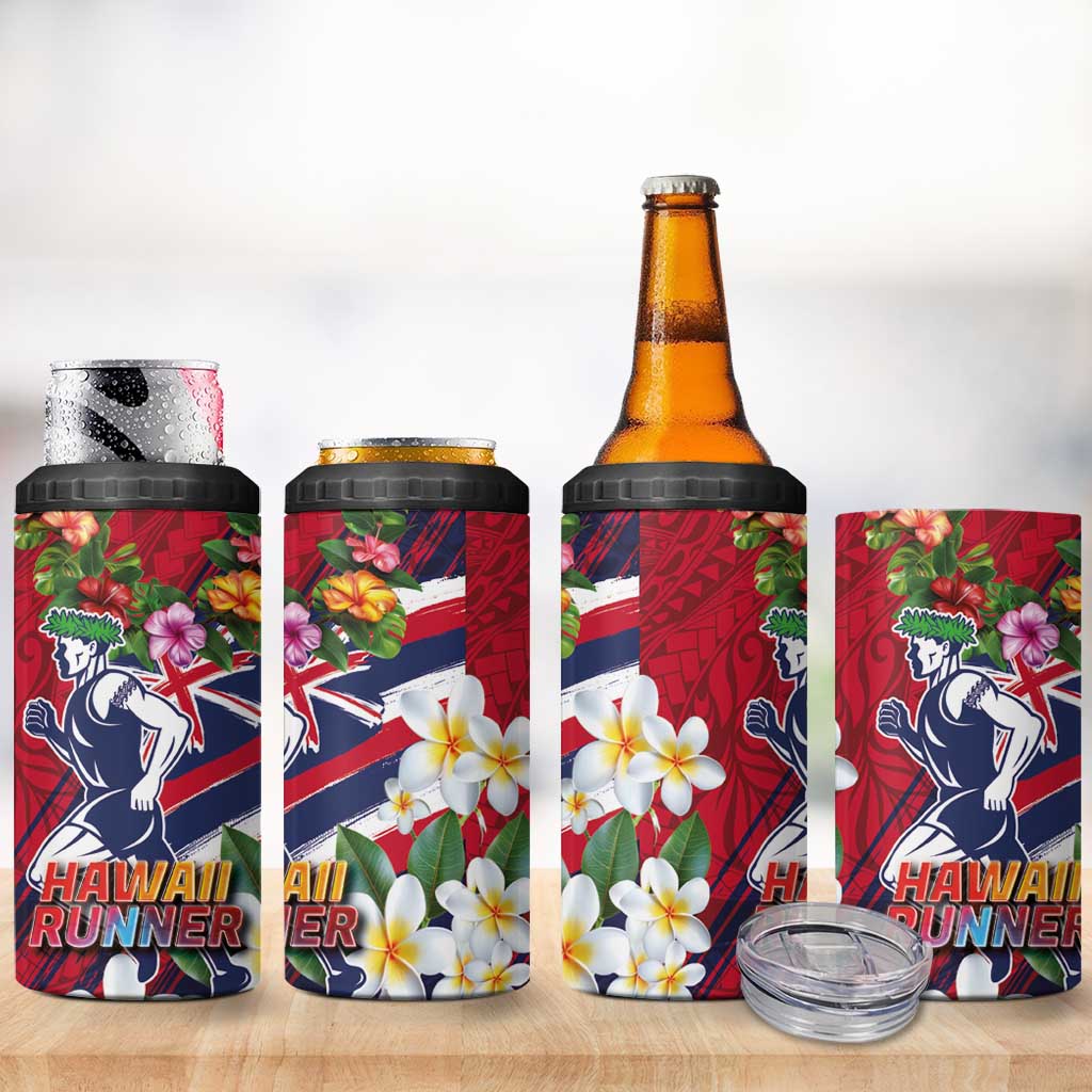 Hawaii Runner-Kakau Art with Lei and Plumeria 4 in 1 Can Cooler Tumbler