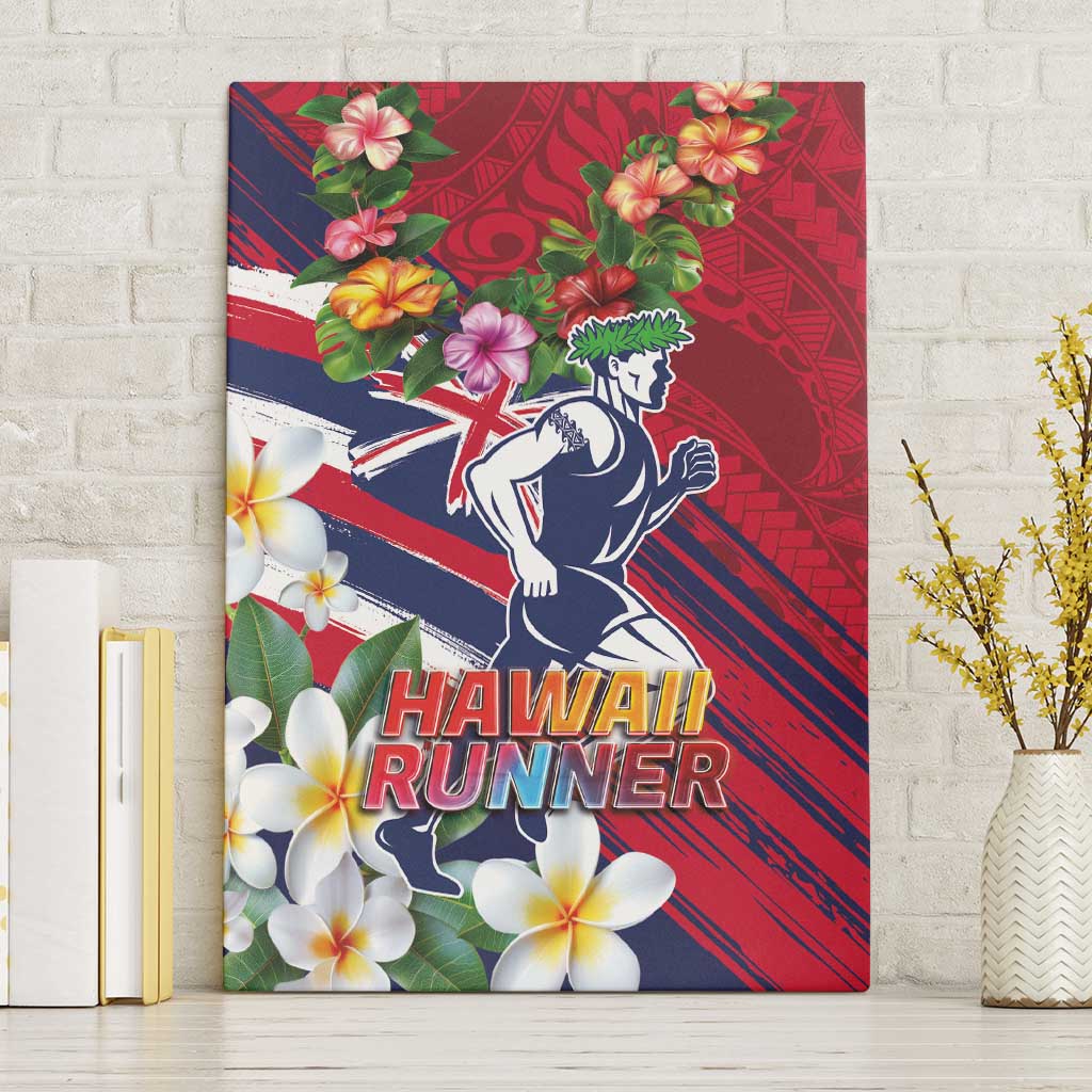 Hawaii Runner-Kakau Art with Lei and Plumeria Canvas Wall Art