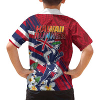 Hawaii Runner-Kakau Art with Lei and Plumeria Family Matching Off The Shoulder Long Sleeve Dress and Hawaiian Shirt