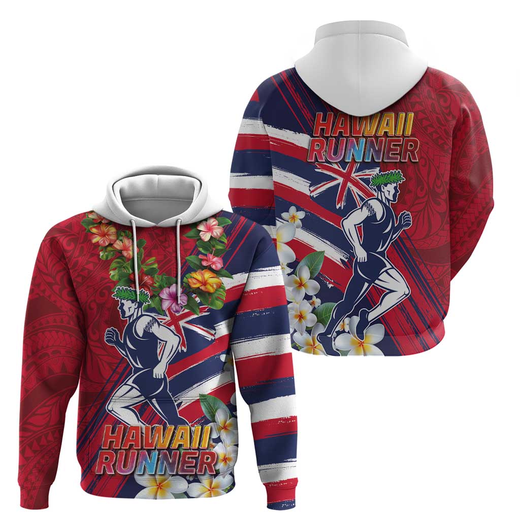 Hawaii Runner-Kakau Art with Lei and Plumeria Hoodie