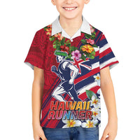 Hawaii Runner-Kakau Art with Lei and Plumeria Kid Hawaiian Shirt