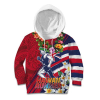 Hawaii Runner-Kakau Art with Lei and Plumeria Kid Hoodie