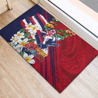 Hawaii Runner-Kakau Art with Lei and Plumeria Rubber Doormat