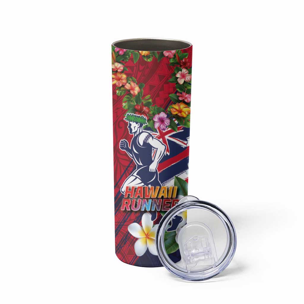 Hawaii Runner-Kakau Art with Lei and Plumeria Skinny Tumbler