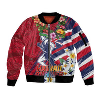 Hawaii Runner-Kakau Art with Lei and Plumeria Sleeve Zip Bomber Jacket