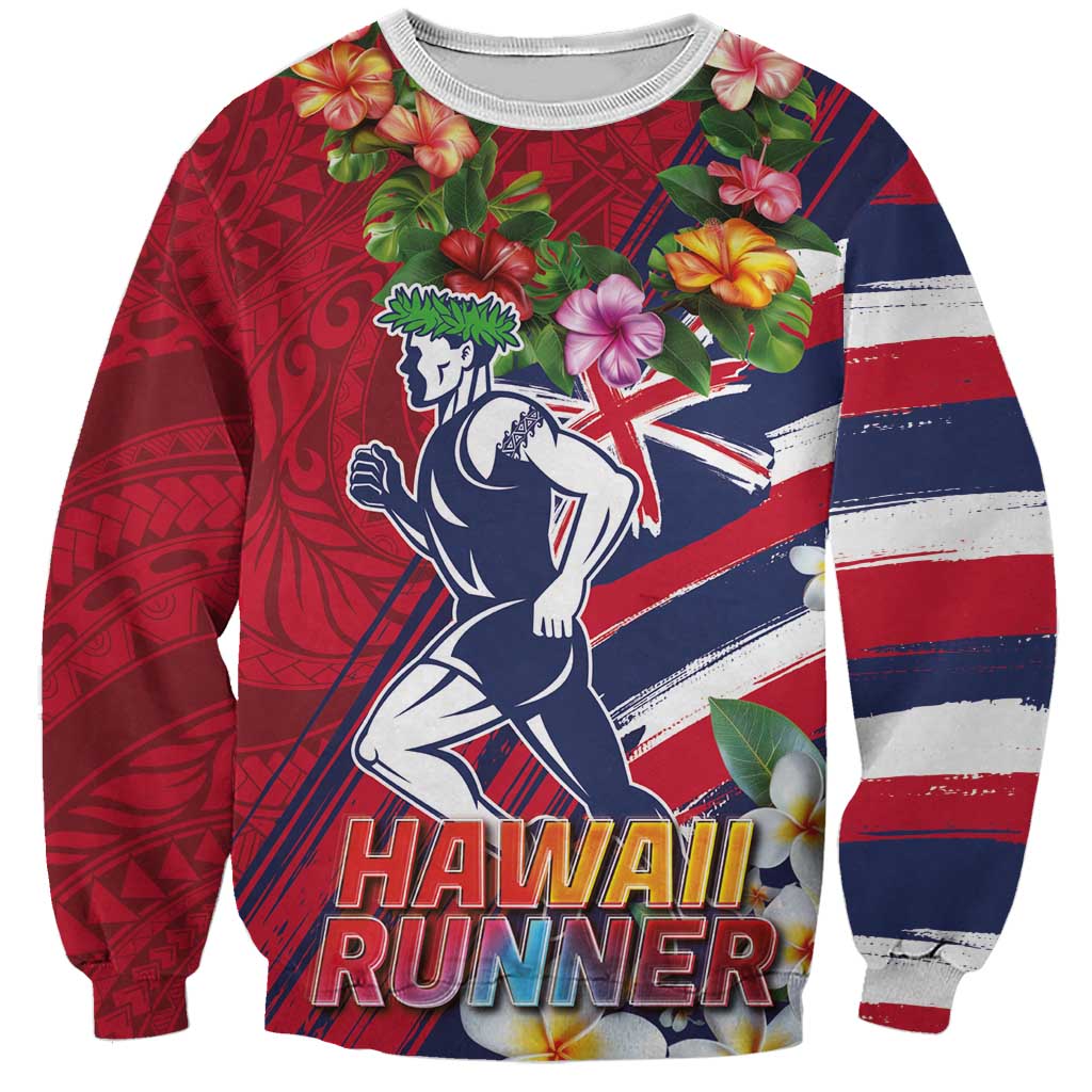 Hawaii Runner-Kakau Art with Lei and Plumeria Sweatshirt