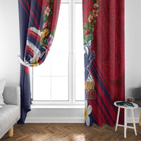 Hawaii Runner-Kakau Art with Lei and Plumeria Window Curtain