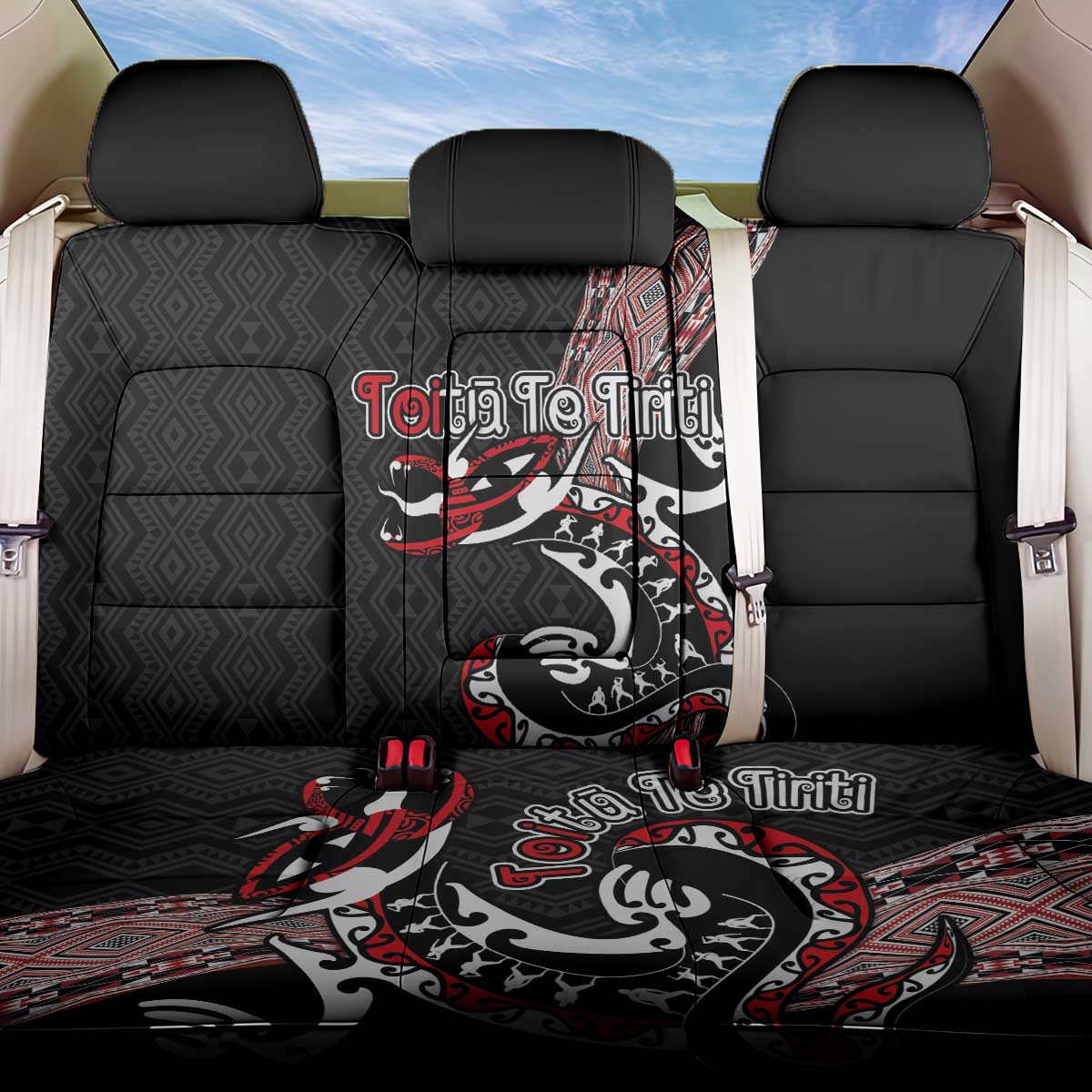 Aotearoa Toitu Te Tiriti Taniko Back Car Seat Cover Maori Taniwha Haka - Honour the Treaty