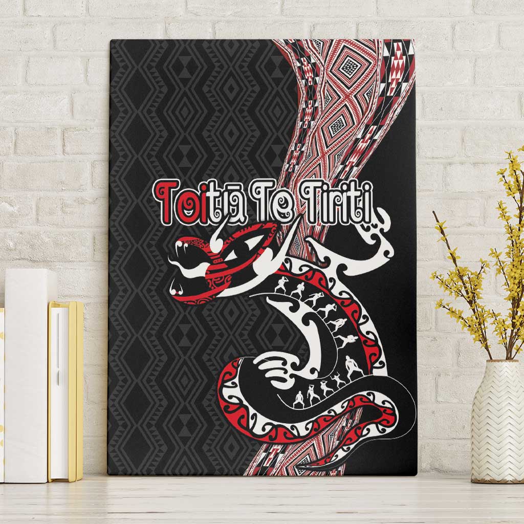 Aotearoa Toitu Te Tiriti Taniko Canvas Wall Art Maori Taniwha Haka - Honour the Treaty