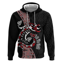 Aotearoa Toitu Te Tiriti Taniko Hoodie Maori Taniwha Haka - Honour the Treaty