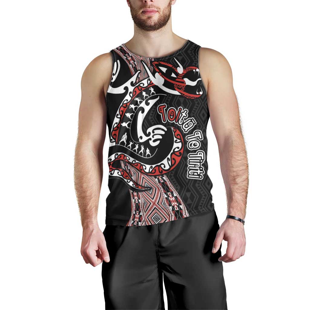 Aotearoa Toitu Te Tiriti Taniko Men Tank Top Maori Taniwha Haka - Honour the Treaty LT03 - Polynesian Pride
