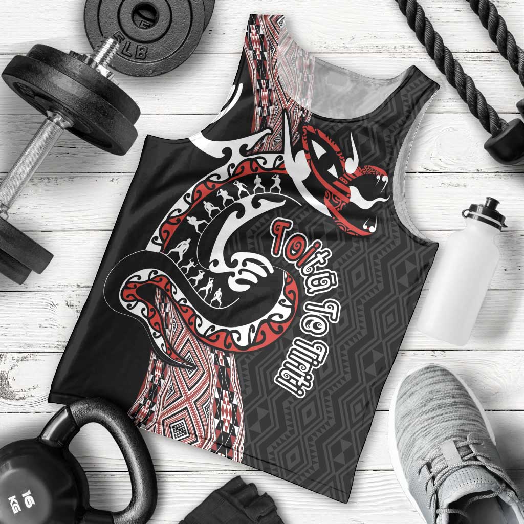 Aotearoa Toitu Te Tiriti Taniko Men Tank Top Maori Taniwha Haka - Honour the Treaty LT03 - Polynesian Pride