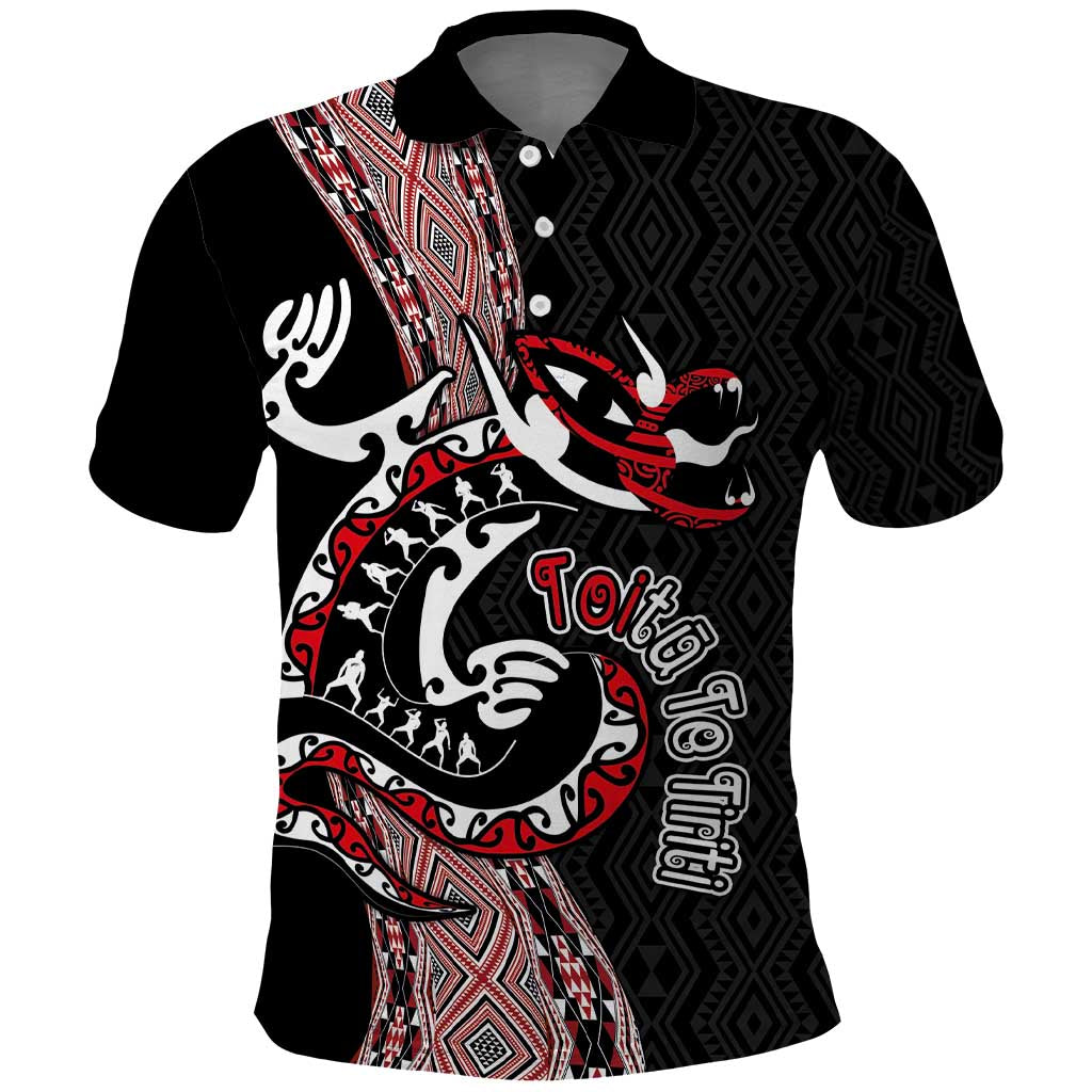 Aotearoa Toitu Te Tiriti Taniko Polo Shirt Maori Taniwha Haka - Honour the Treaty