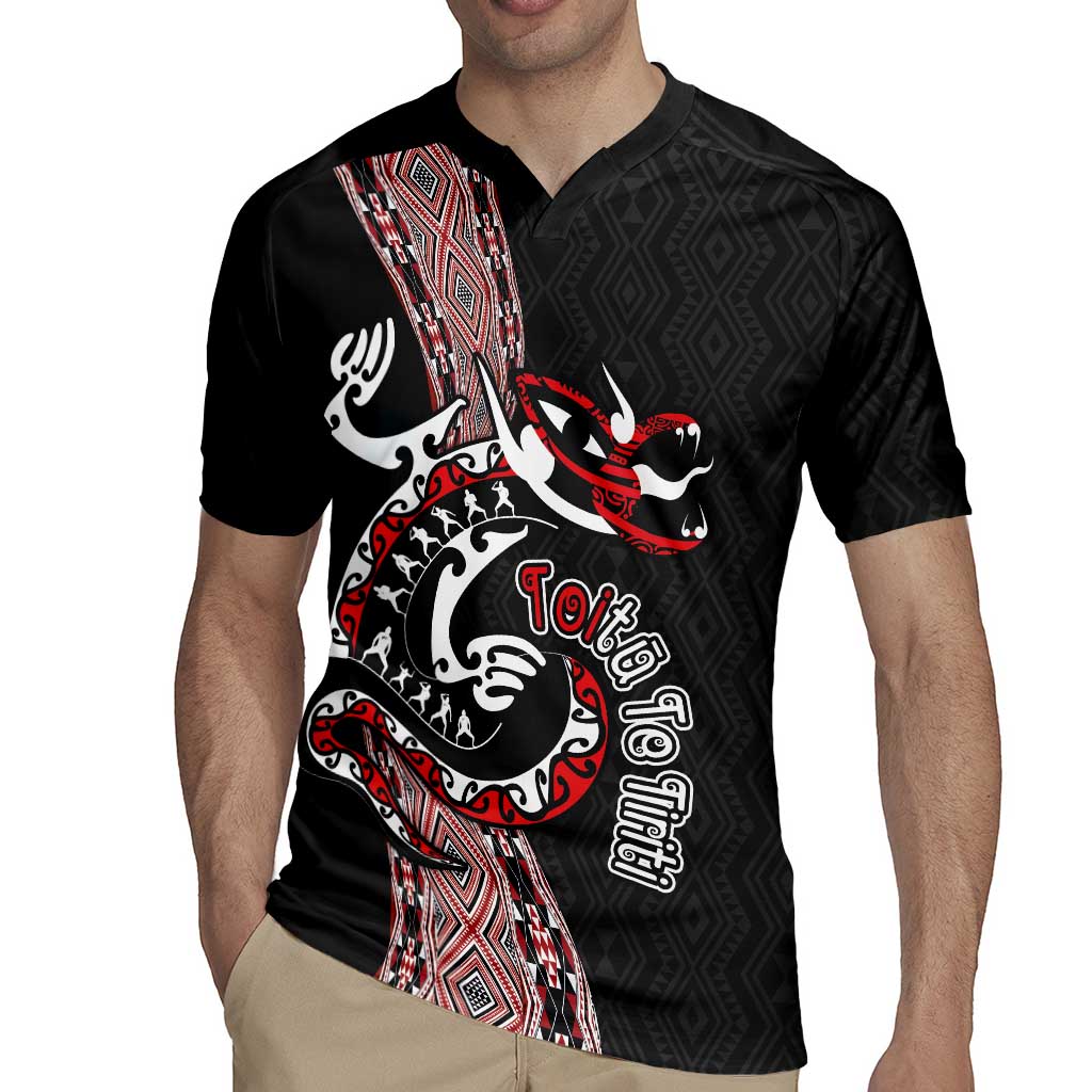 Aotearoa Toitu Te Tiriti Taniko Rugby Jersey Maori Taniwha Haka - Honour the Treaty