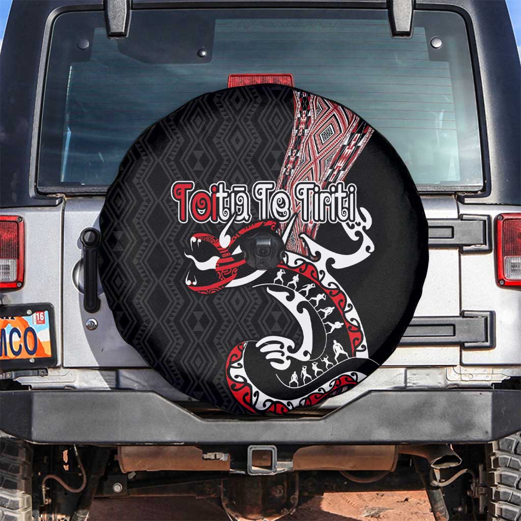 Aotearoa Toitu Te Tiriti Taniko Spare Tire Cover Maori Taniwha Haka - Honour the Treaty