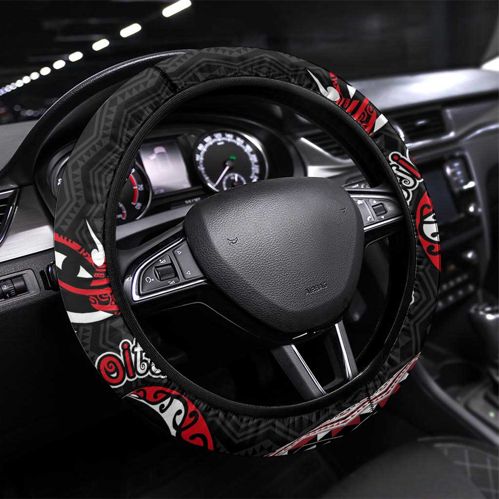 Aotearoa Toitu Te Tiriti Taniko Steering Wheel Cover Maori Taniwha Haka - Honour the Treaty