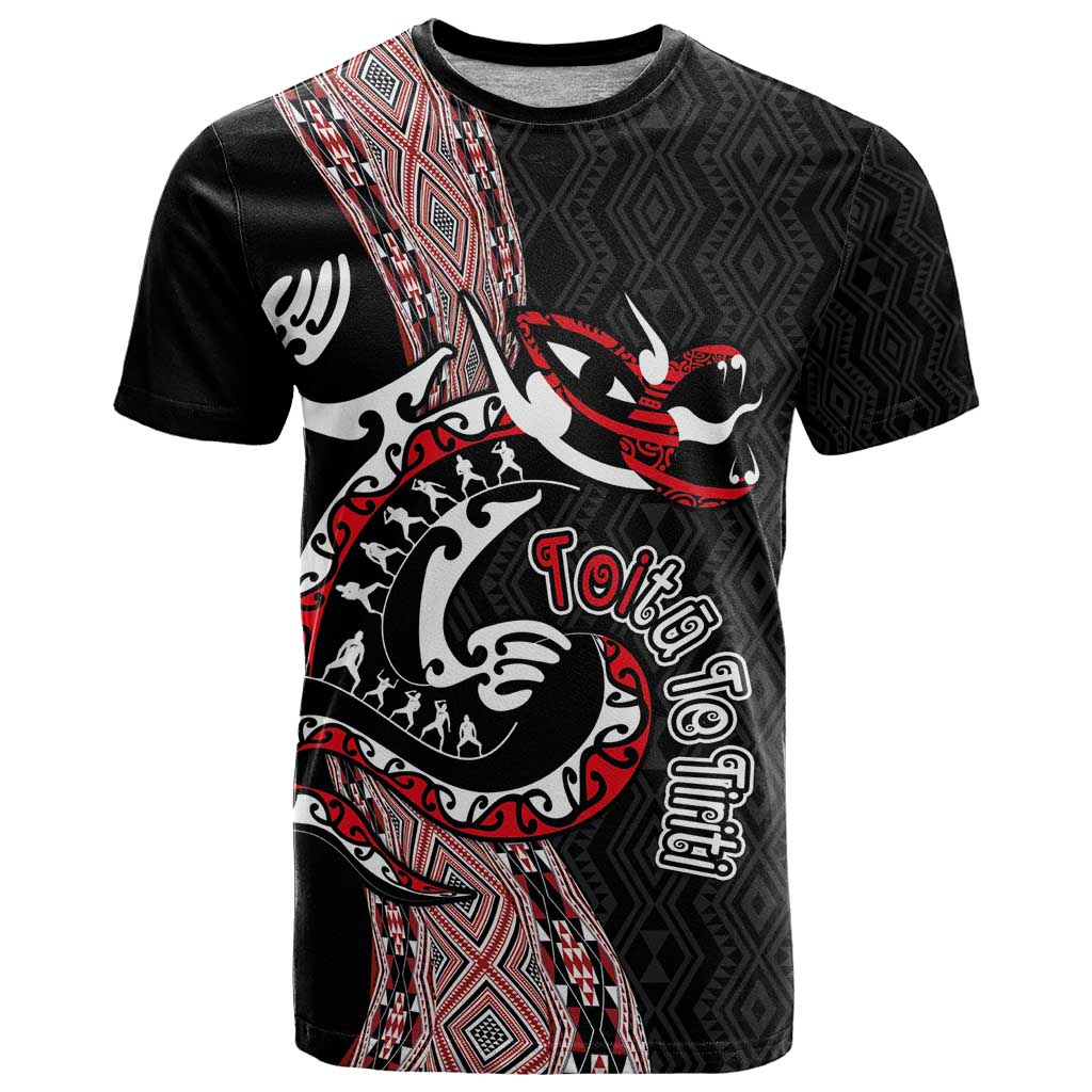 Aotearoa Toitu Te Tiriti Taniko T Shirt Maori Taniwha Haka - Honour the Treaty