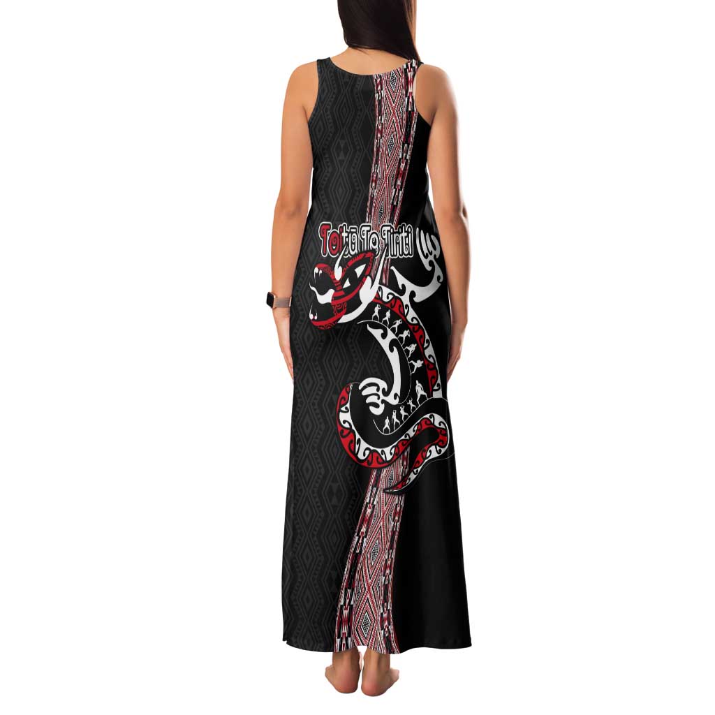 Aotearoa Toitu Te Tiriti Taniko Tank Maxi Dress Maori Taniwha Haka - Honour the Treaty