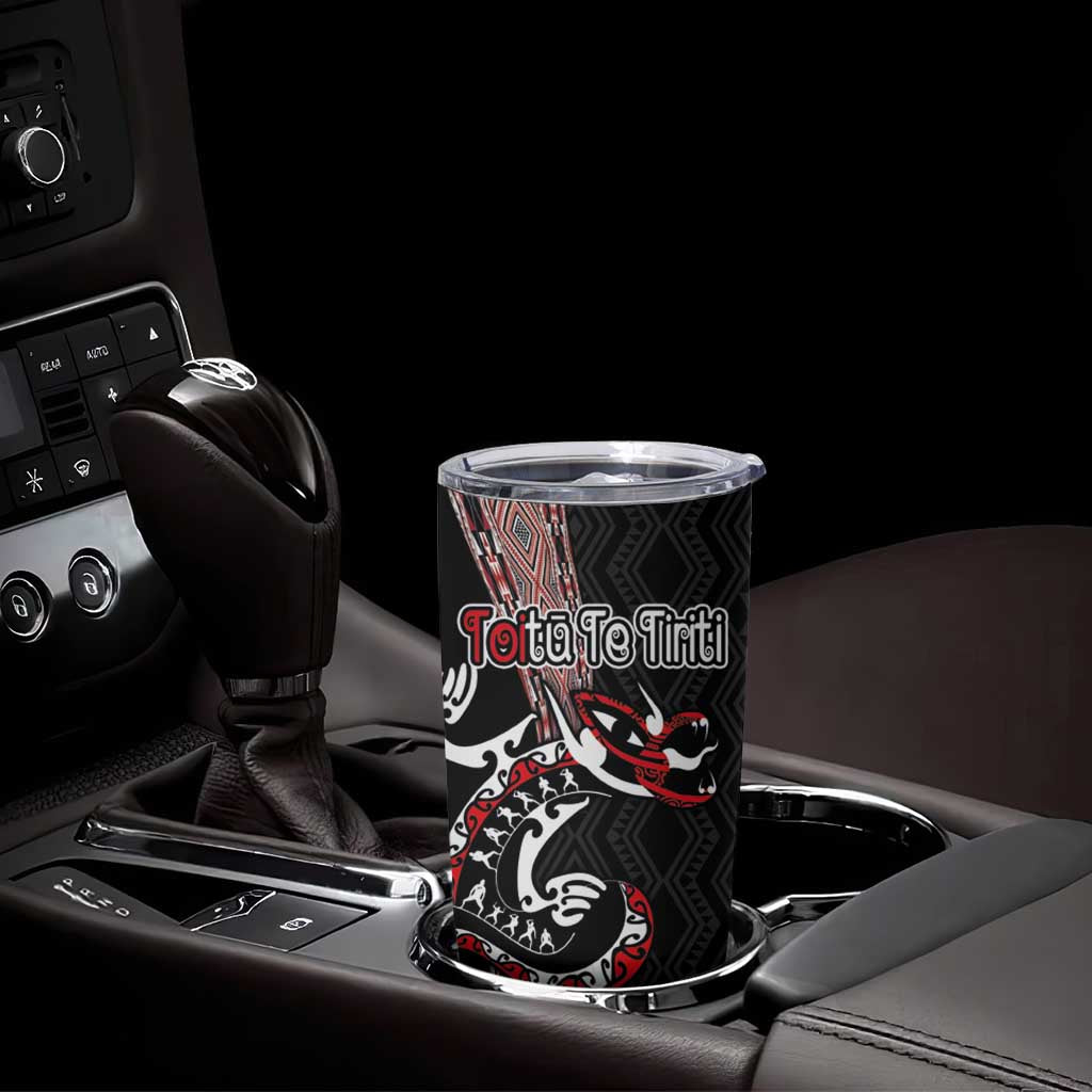 Aotearoa Toitu Te Tiriti Taniko Tumbler Cup Maori Taniwha Haka - Honour the Treaty