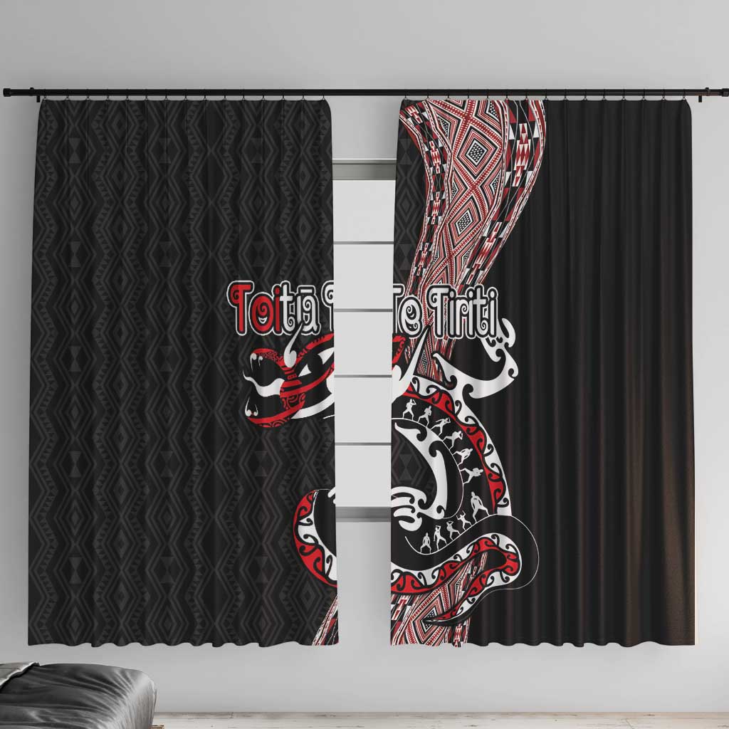 Aotearoa Toitu Te Tiriti Taniko Window Curtain Maori Taniwha Haka - Honour the Treaty