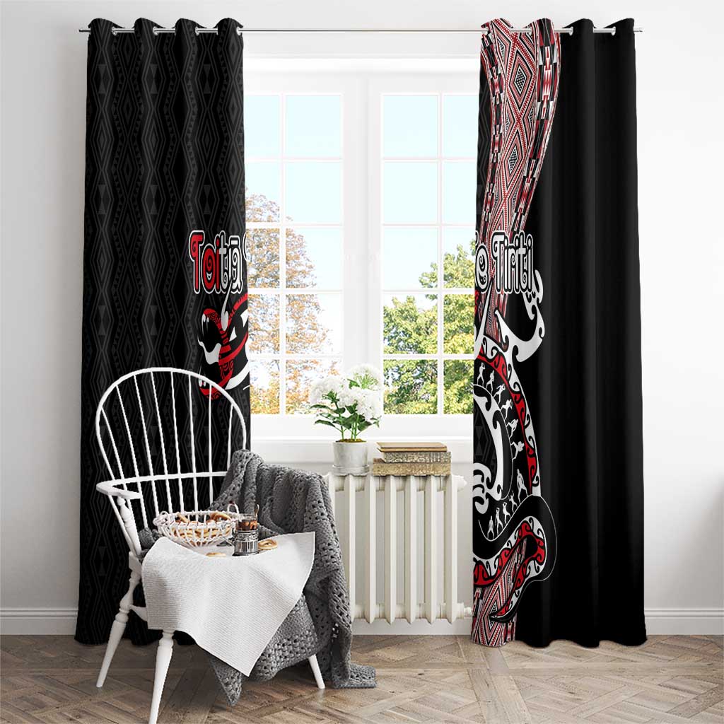 Aotearoa Toitu Te Tiriti Taniko Window Curtain Maori Taniwha Haka - Honour the Treaty