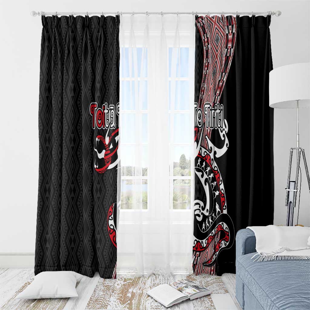 Aotearoa Toitu Te Tiriti Taniko Window Curtain Maori Taniwha Haka - Honour the Treaty