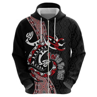 Aotearoa Toitu Te Tiriti Taniko Zip Hoodie Maori Taniwha Haka - Honour the Treaty LT03 - Polynesian Pride