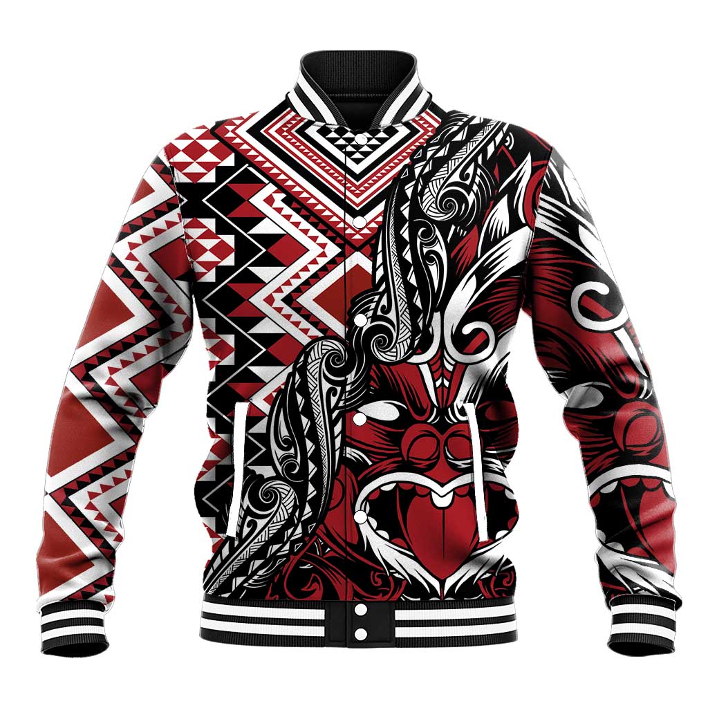 Aotearoa Maori Moko Art with Taniko Half Style Baseball Jacket