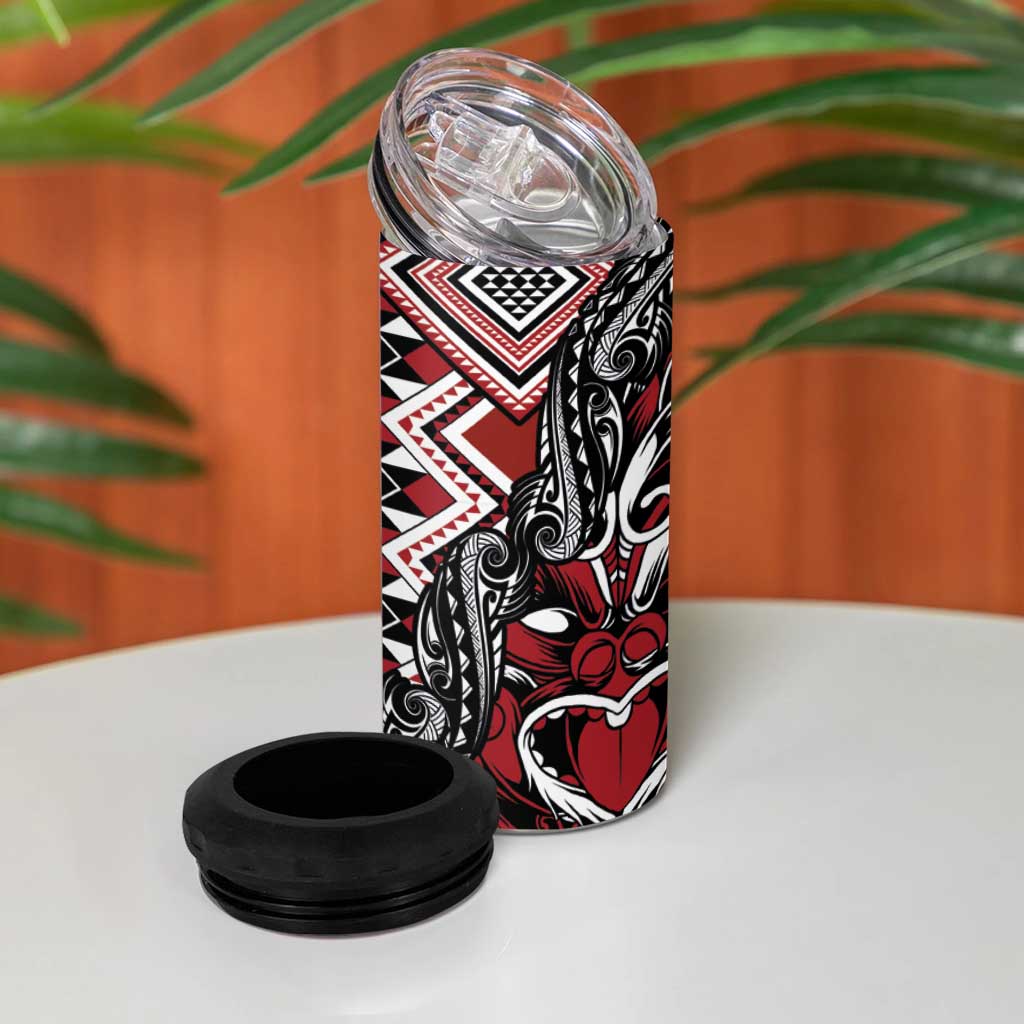 Aotearoa Maori Moko Art with Taniko Half Style 4 in 1 Can Cooler Tumbler