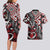 Aotearoa Maori Moko Art with Taniko Half Style Couples Matching Long Sleeve Bodycon Dress and Hawaiian Shirt