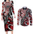 Aotearoa Maori Moko Art with Taniko Half Style Couples Matching Long Sleeve Bodycon Dress and Long Sleeve Button Shirt