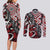 Aotearoa Maori Moko Art with Taniko Half Style Couples Matching Long Sleeve Bodycon Dress and Long Sleeve Button Shirt