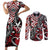 Aotearoa Maori Moko Art with Taniko Half Style Couples Matching Short Sleeve Bodycon Dress and Long Sleeve Button Shirt